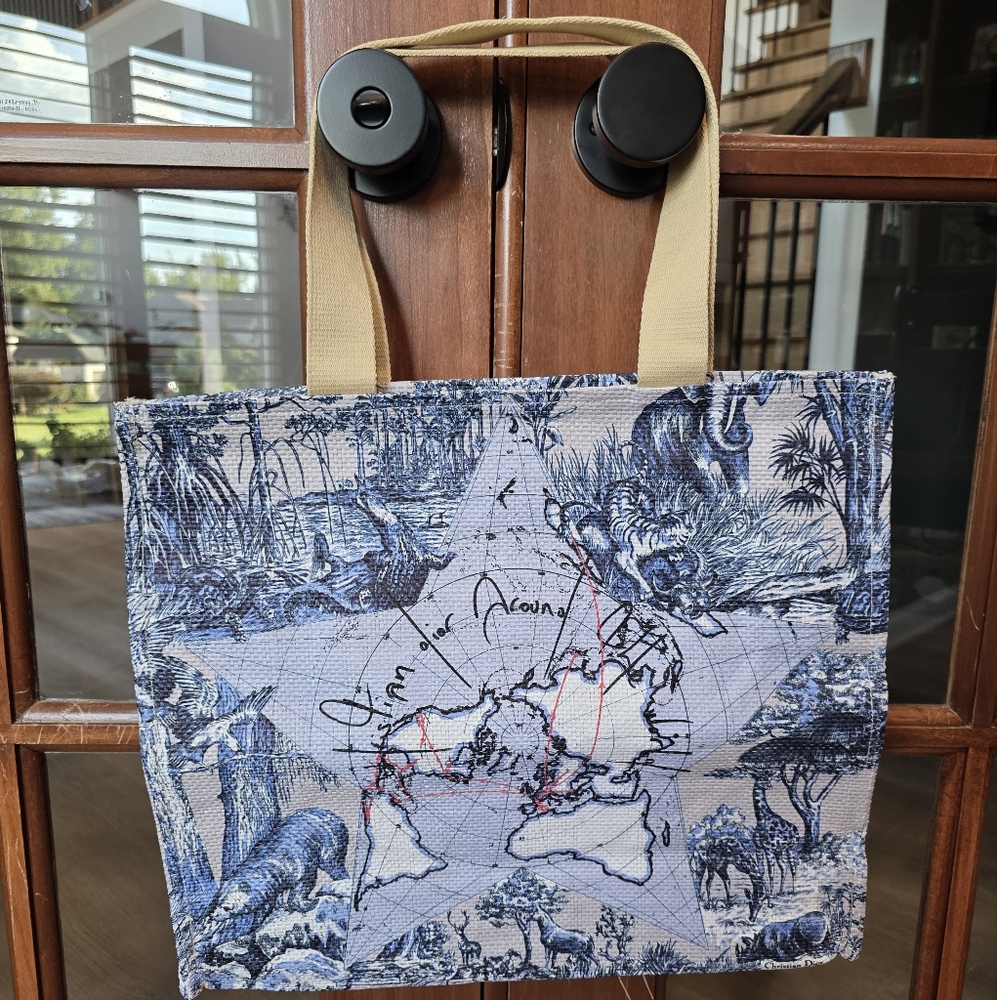 Dior VIP Gift Around The World Blue and Cream Tote Bag NWT Authentic GWP